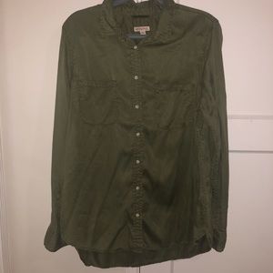 Worn once, olive/khaki green, long sleeve button up
